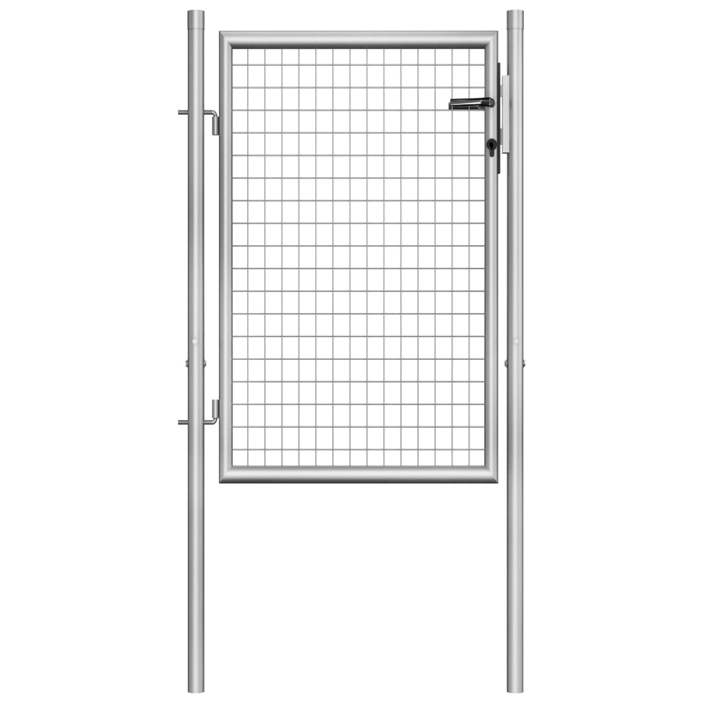 vidaXL Puerta de Jardín Acero Galvanizado Plateado Cercado Entrada Dimensiones 105 x125 cm,  105 x150 cm,  105 x175 cm y mas