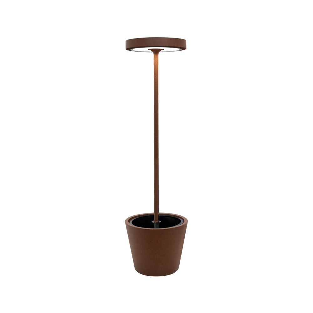 Poldina Reverso Solar L Corten - Lámpara de pie LED solar y recargable 11,7W - Lámpara de pie para exterior e interior H.156cm - ZAFFERANO