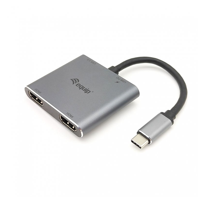 Equip Hub USB-C 4 en 1 Dual HDMI | Conecta Dos Monitores HDMI | Resolución 4K