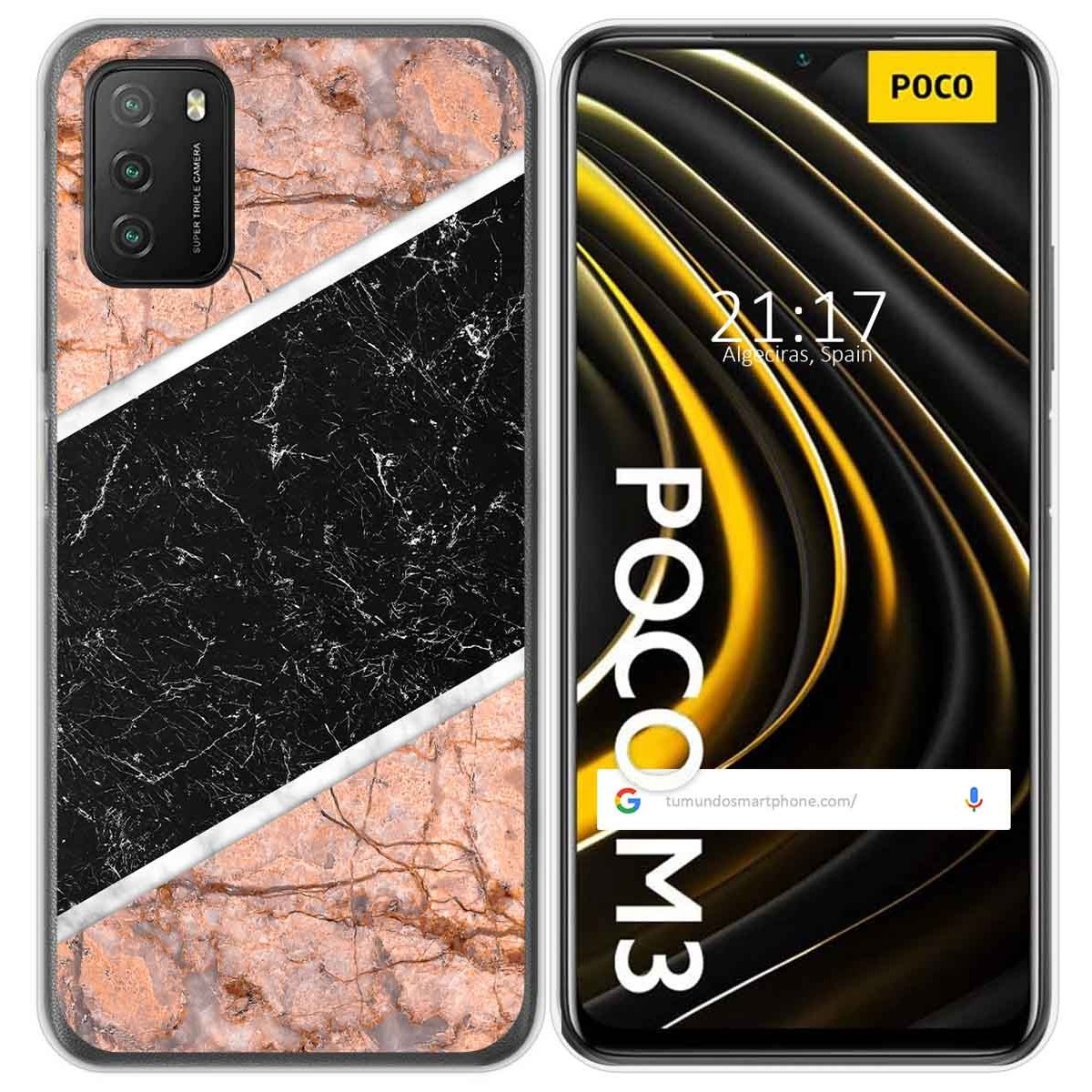 Tumundosmartphone Funda Gel Tpu para Xiaomi POCO M3 / Redmi 9T diseño Mármol 07 Dibujos