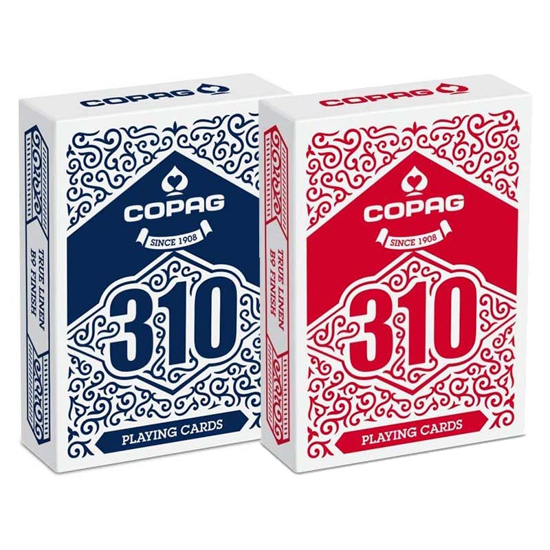 Cartamundi Copag 310 Slim line core Baraja de poker de 55 cartas mejorada Estándar Reverso rojo o azul o pack de 2 mazos Acabado True Linen B9 para magia por deslizamiento y duración para jugar al juego del póker o cardistry Alta calidad