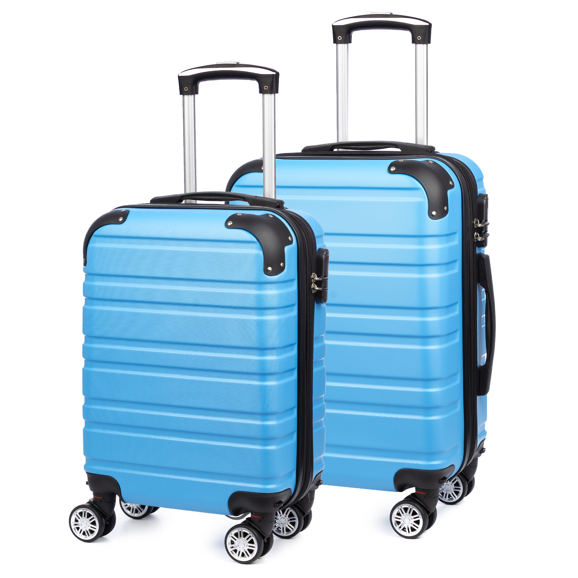 DAM. Juego de 2 maletas Trolley extensibles, en material ligero ABS de alta resistencia con esquinas reforzadas. Cerradura numérica, 4 ruedas dobles giratorias 360° y extraíbles. 38x25x56cm