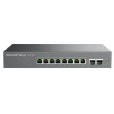 Grandstream gwn7721 switch gestionable multigigabit capa 2. puertos: 8 x 2,5 gbe y  2x 10g sfp+. cuenta con qos, igm snooping , control de tr&aacute fico unicast.