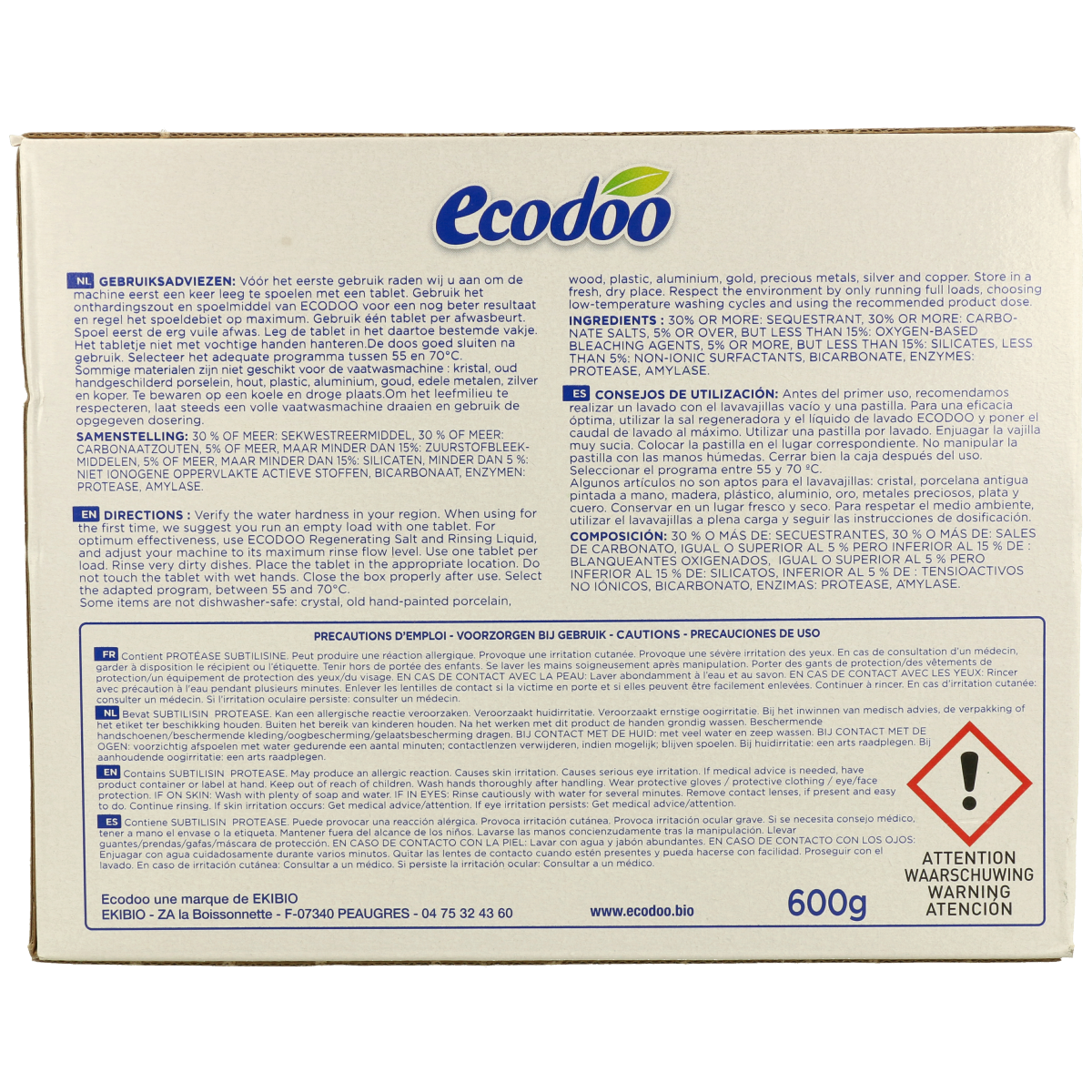 Pastillas para lavavajillas 30 unidades Ecodoo