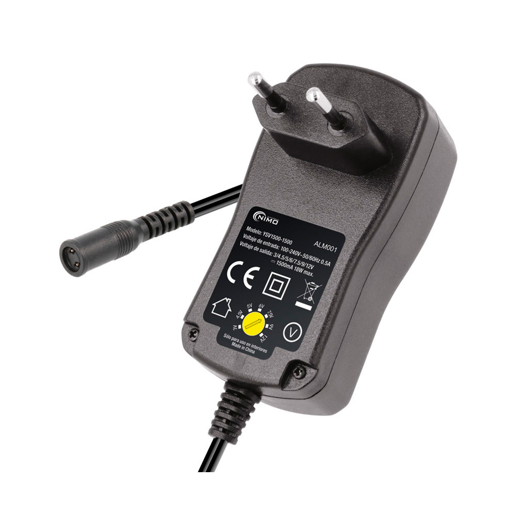 Nimo Alimentador Electrónico 12v.1500 Mah 18w Selector Regulable con 6 Clavijas Intercambiables