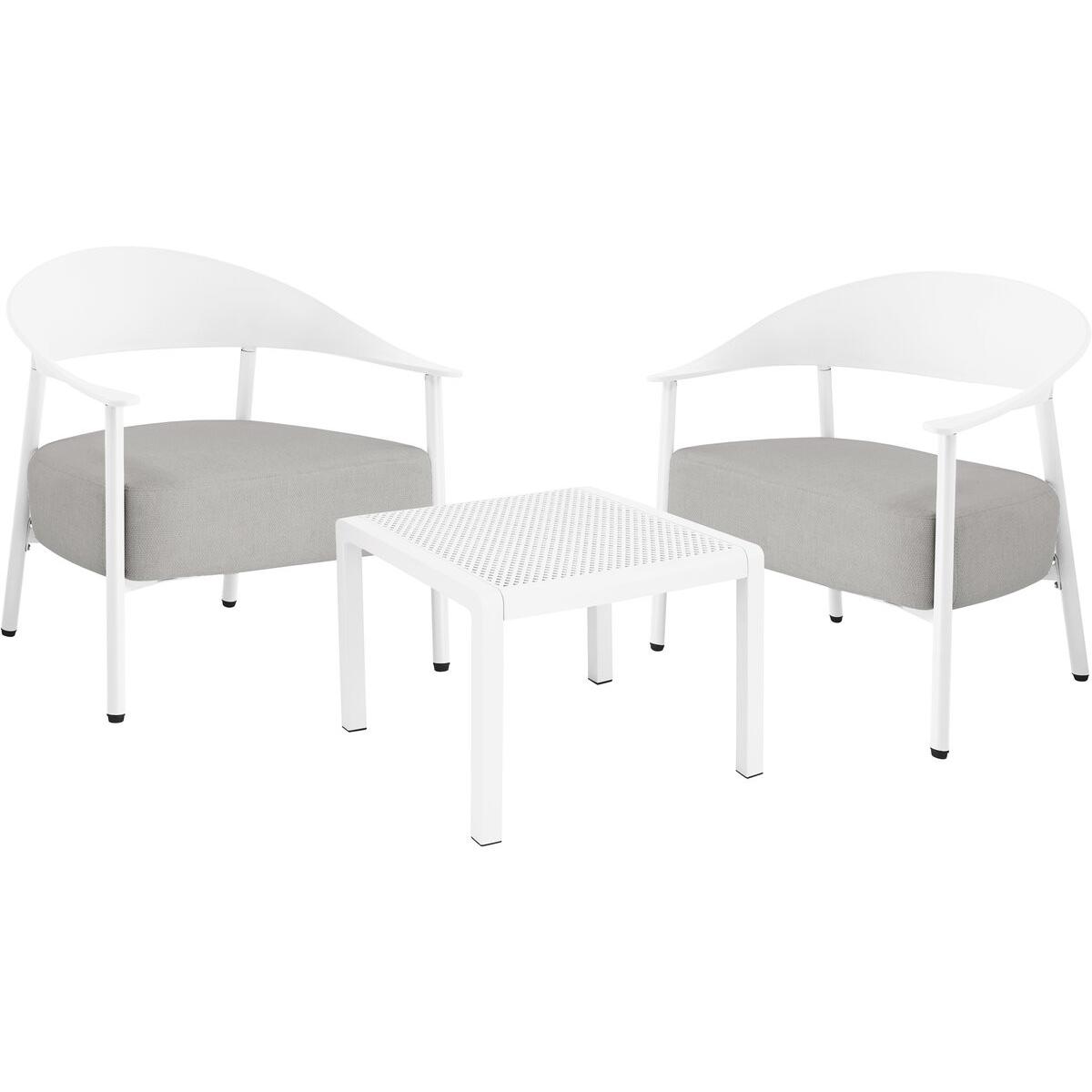 Habitat y Jardin - Conjunto de muebles de jardín "Céora" de metal y plástico - 2 plazas - Blanco
