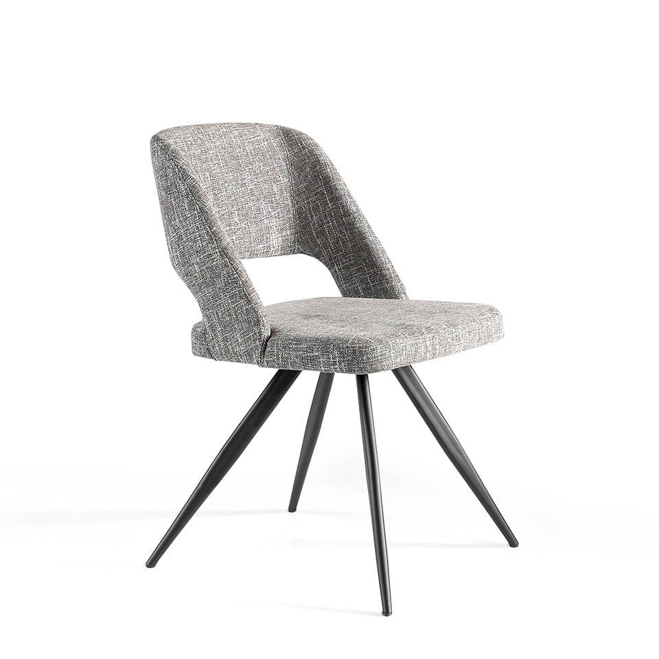 ANGEL CERDÁ 4010C Silla comedor tapizada tela gris , Gris  Negro , Tela , 53 x 61 x 82 cm.