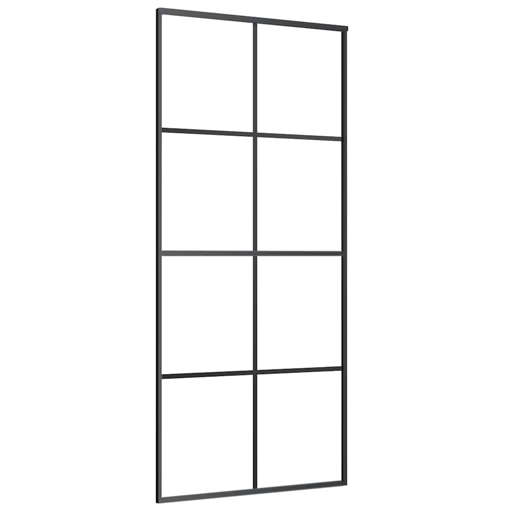 vidaXL Puerta corredera ESG vidrio y aluminio negro 90x205 cm