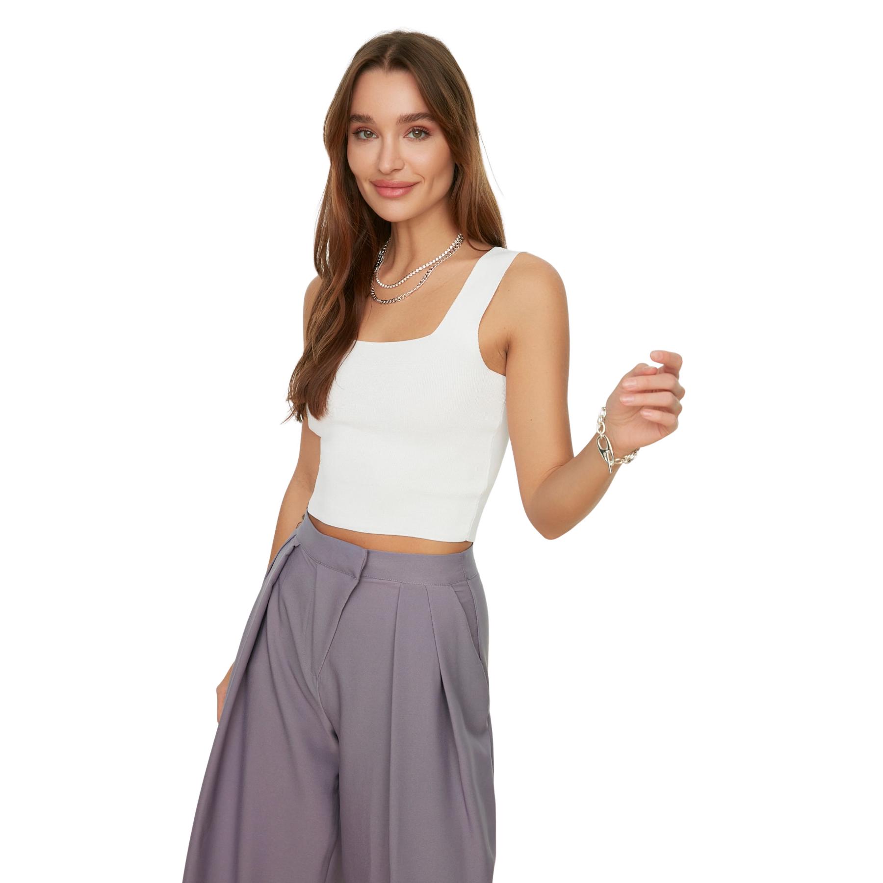 Trendyol Lilac Crop Thick Strappy Blouse Twoaw20Bz0576