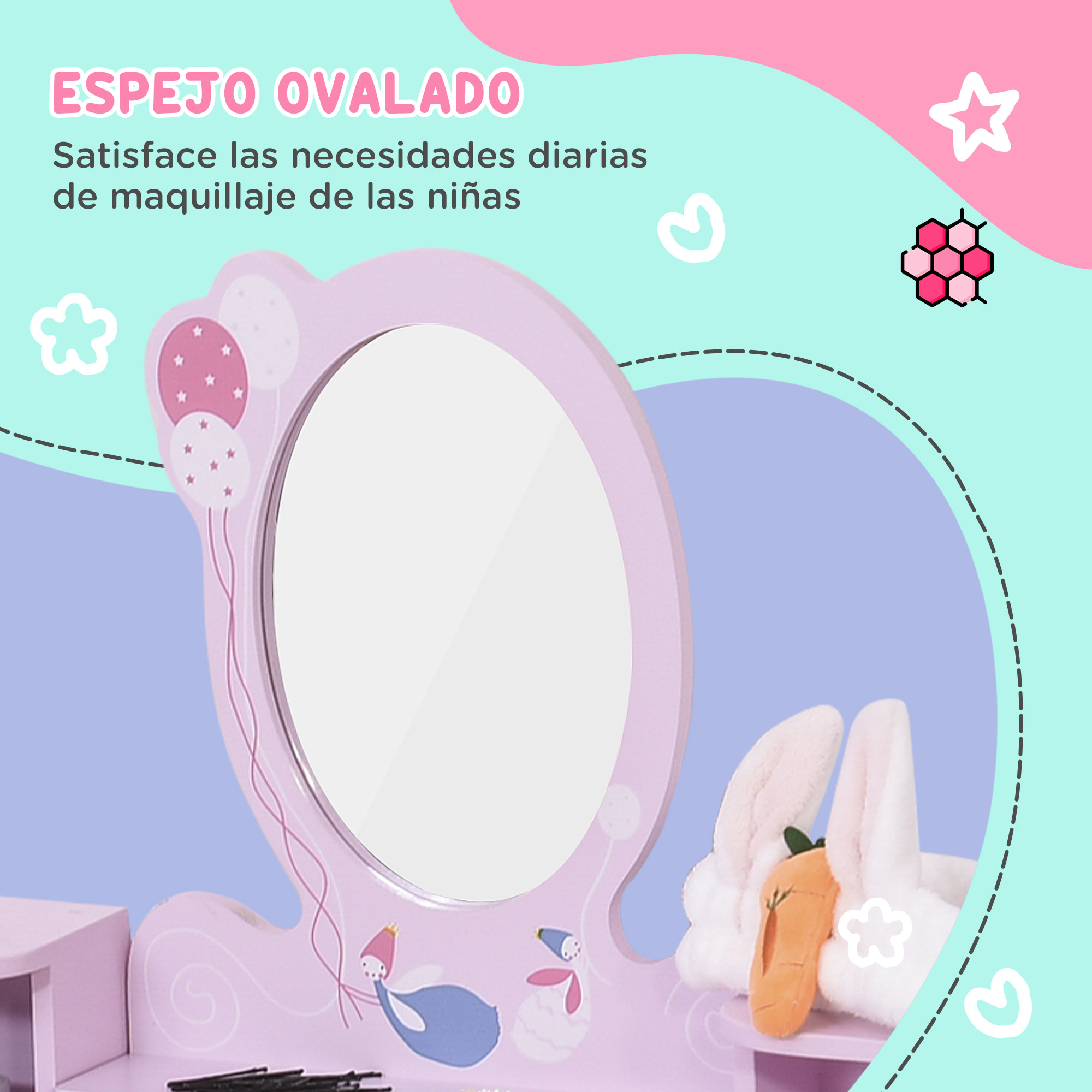 HOMCOM Juego Tocador de Maquillaje con Taburete Espejo Redondo 2 Cajones de  Almacenaje y 3 Estantes Mesa de Maquillaje para Dormitorio Vestidor  80x42x131 cm Blanco