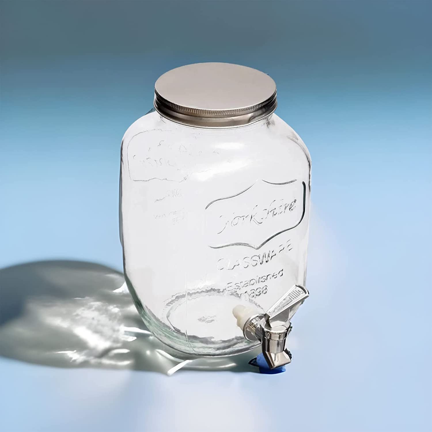 Tarro Dispensador de Bebidas de Vidrio con Tapa de Rosca y Dosificador de Grifo