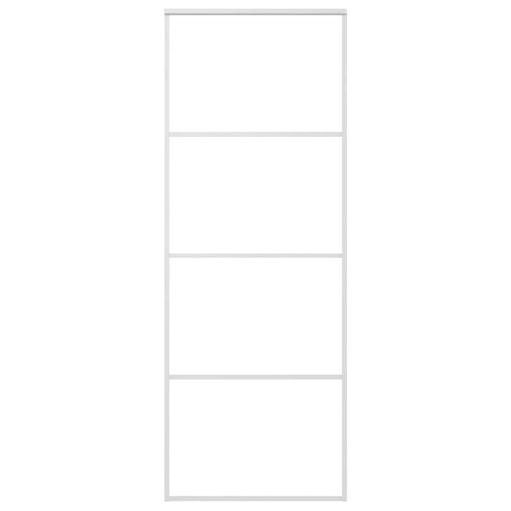 vidaXL Puerta corredera ESG vidrio y aluminio 76x205 cm blanco