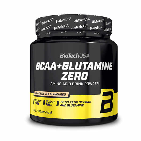 Biotech USA BCAA + Glutamine Zero - 480 gr Suplemento con Aminoácidos de Cadena Ramificada 2:1:1 y Glutamina