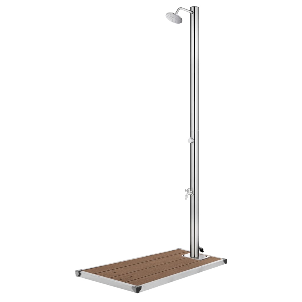 vidaXL Ducha de Jardín con Base 220 cm Acero Inoxidable Playa Soporte Color Gris,  Marrón, y mas