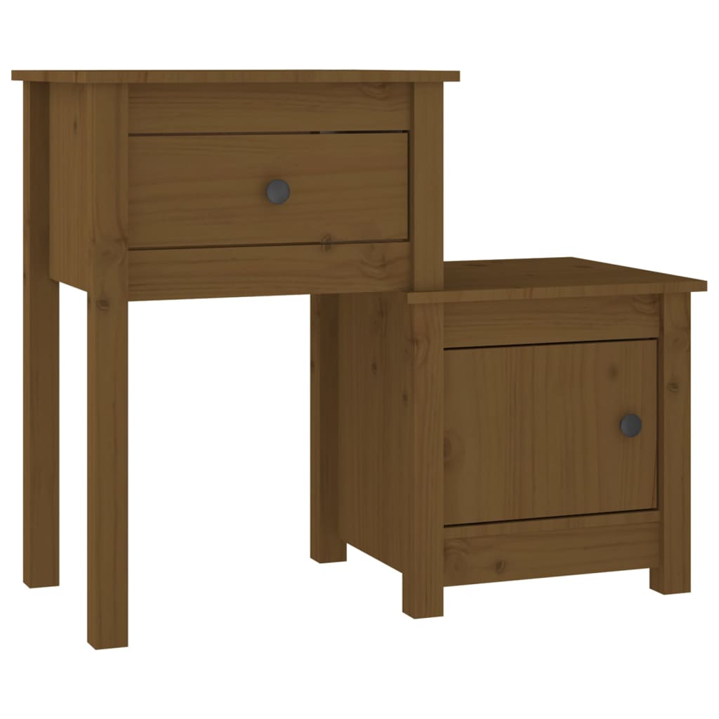 Mesita de Noche Vidaxl Madera Maciza Pino 79,5x38x65,5 Cm