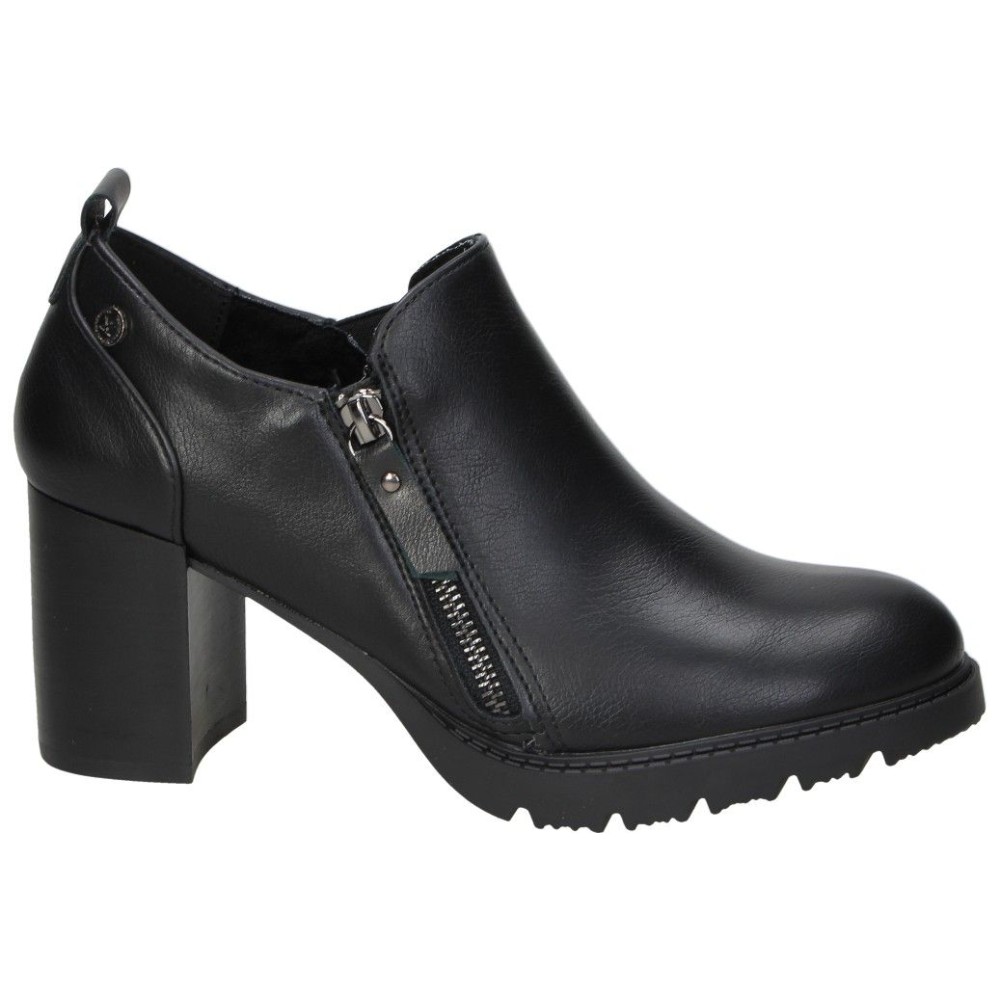 XTI | Zapatos de Tacón XTI para Mujer – Zapato con Tacón en Color Negro – Zapatos con Cremallera Lateral – Tacón Alto y Cómodo – Con Plataforma – Versátiles y Combinables – Modelo 144301