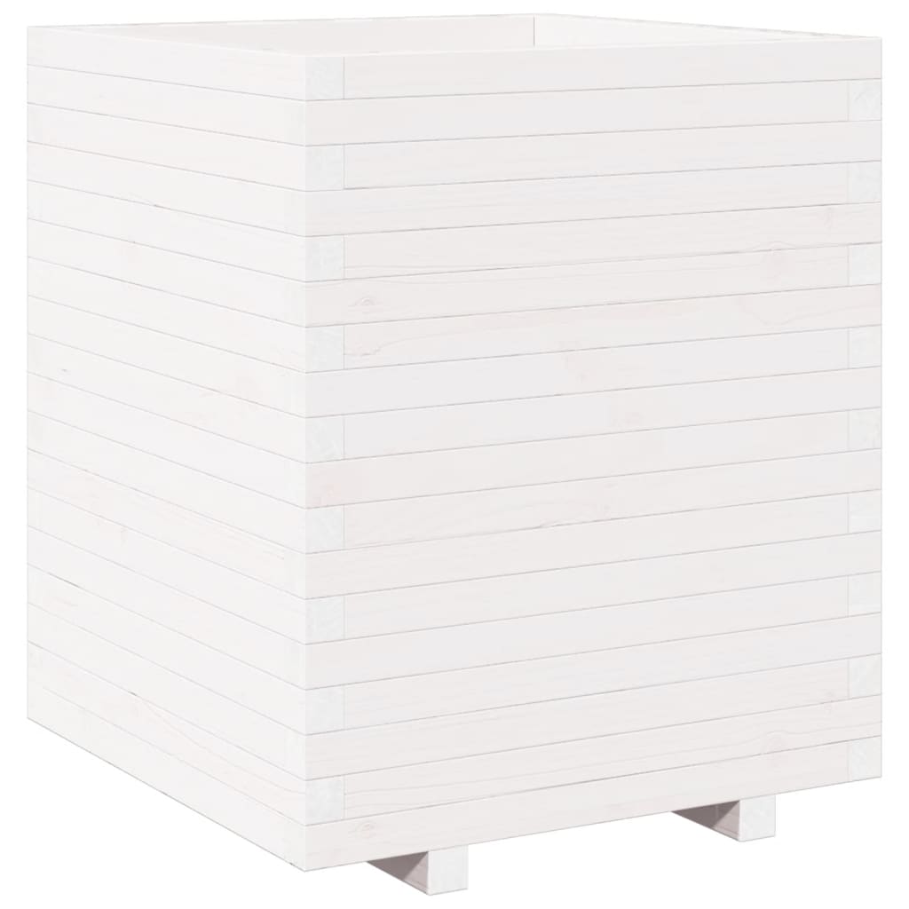 vidaXL Jardinera madera maciza de pino 60x60x72,5 cm Color Pino natural,  Blanco,  Marrón cera y mas