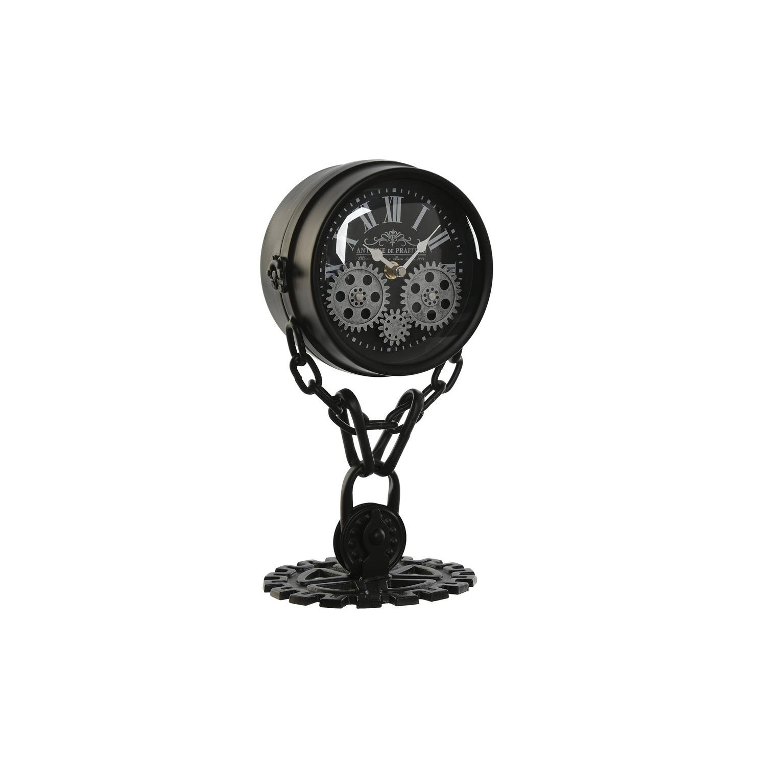 Reloj Sobremesa Metal Cristal 18X17X33 Negro El mejor complemento para tu hogar  -Fijalo-