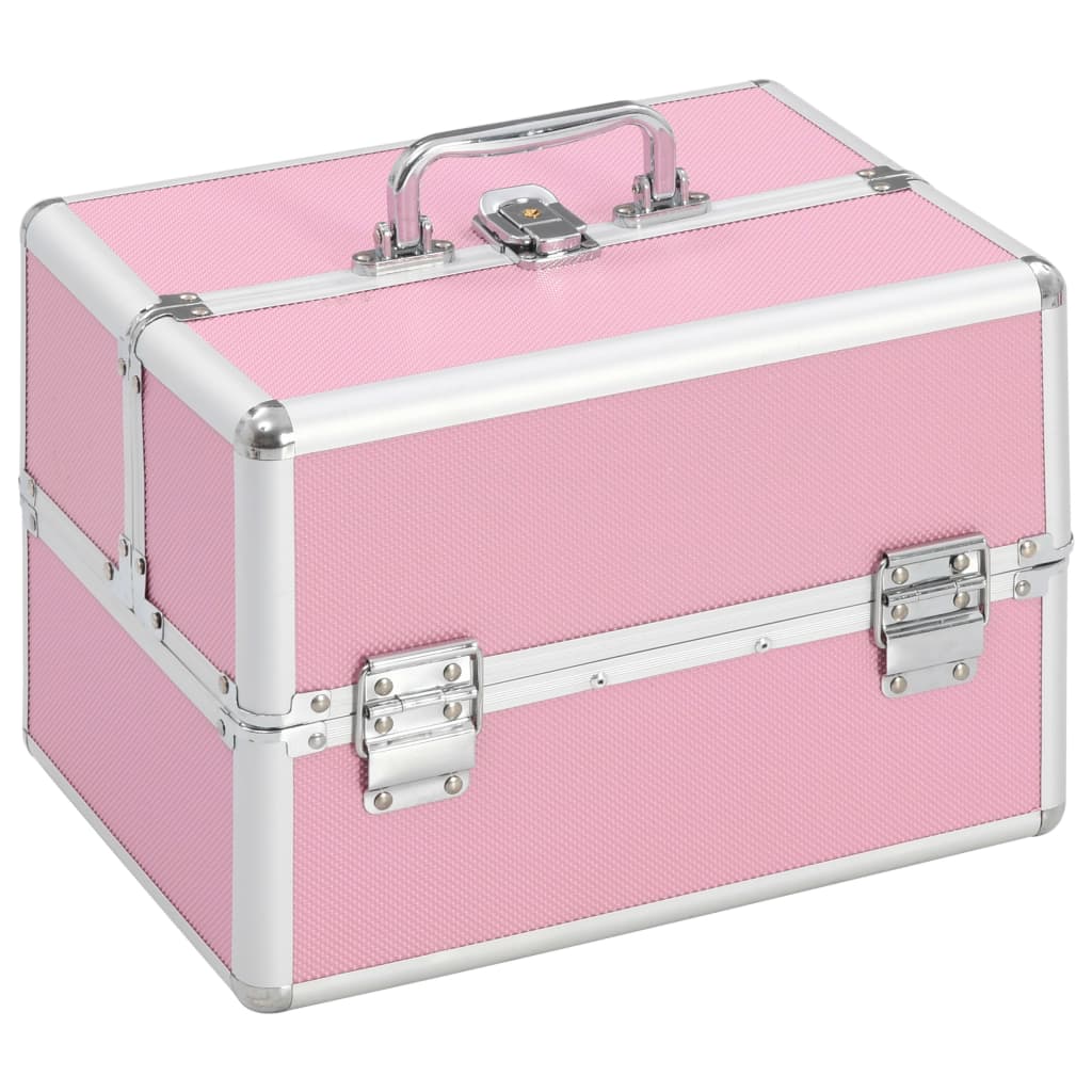 vidaXL Maletín Maquillaje Aluminio 22x30x21cm Neceser Belleza Salud Color Plateado,  Rosa, y mas