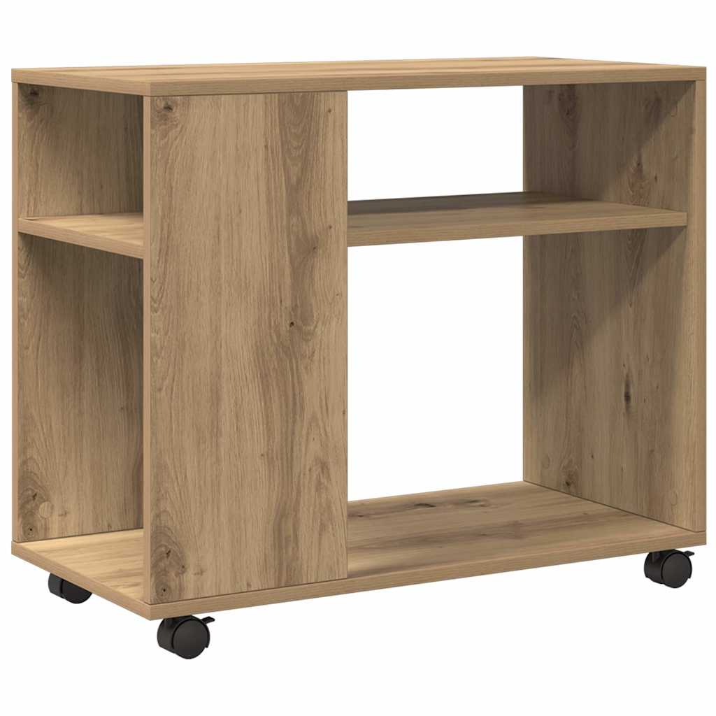 vidaXL Mesa auxiliar con ruedas madera roble Sonoma 70x35x60 cm