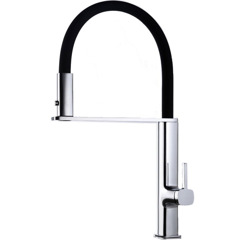 Imex Menorca GCE019 grifo de cocina monomando caño extra alto latón cromado negro