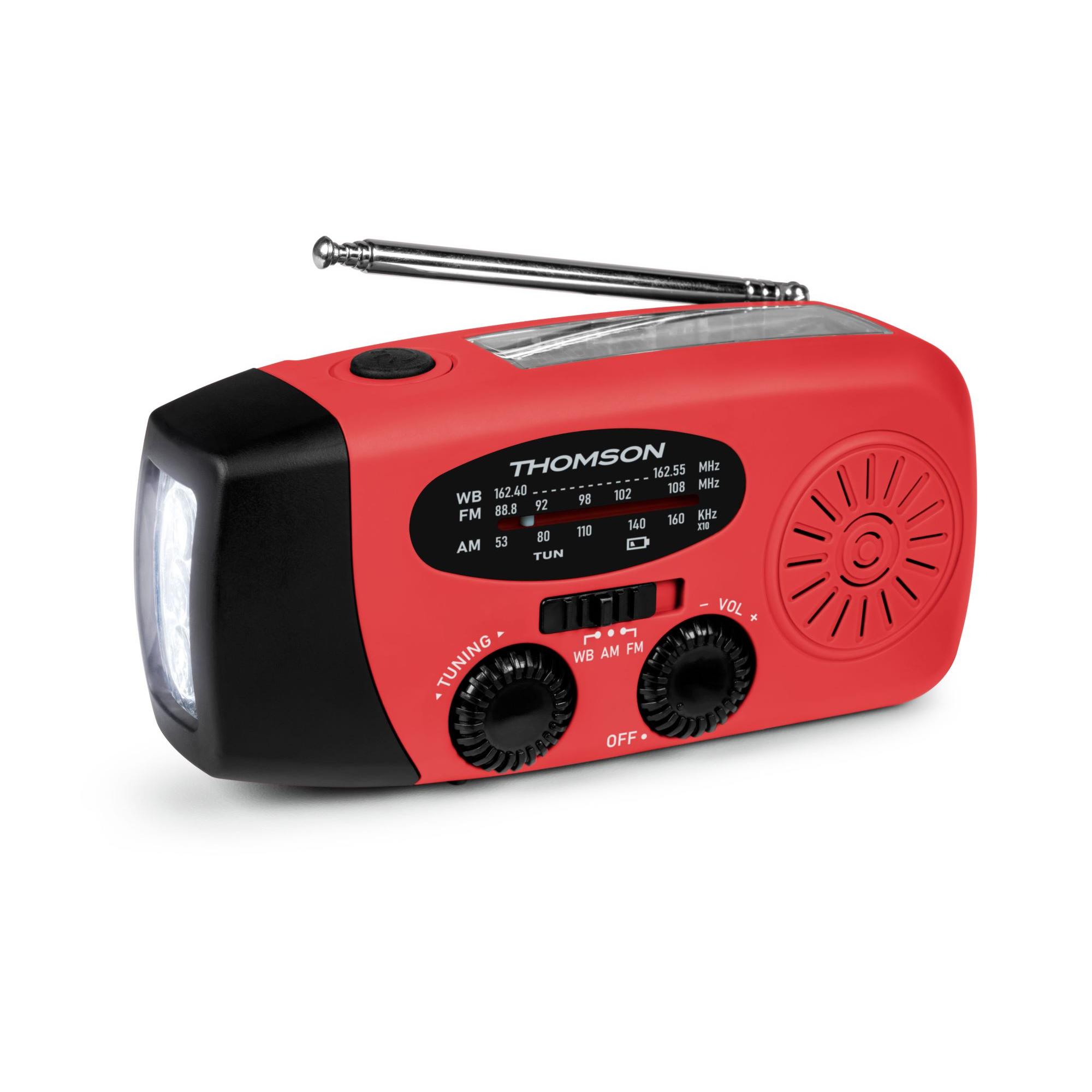Thomson RT260R Radio Solar de Emergencia THOMSON 2000mAh – Linterna LED + SOS para Camping