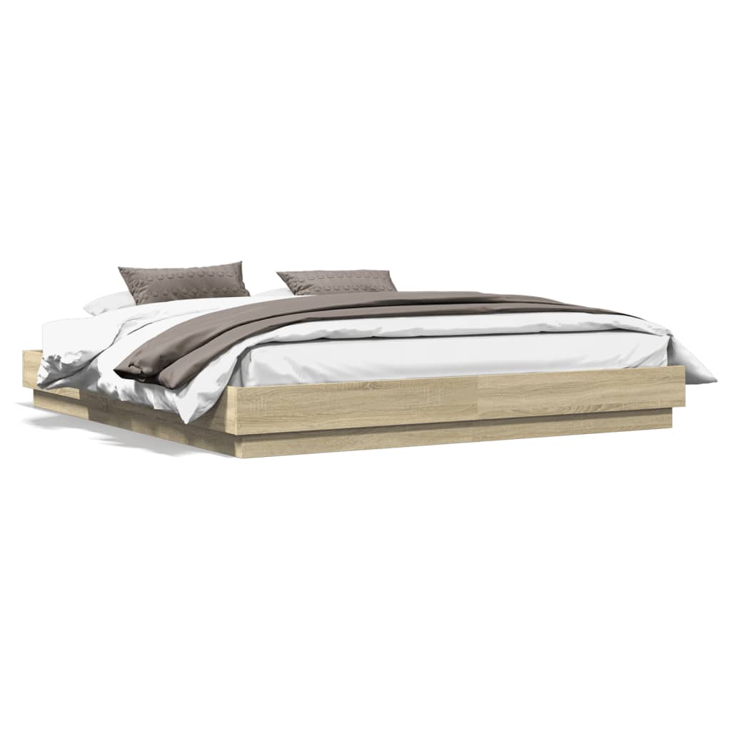 vidaXL Estructura de cama madera de ingeniería roble Sonoma 180x200 cm