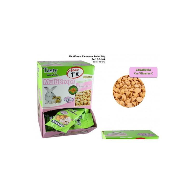 Multidrops Zanahoria 60Gr.X 40 Bolsas. Snack para conejos y roedores Sandimas