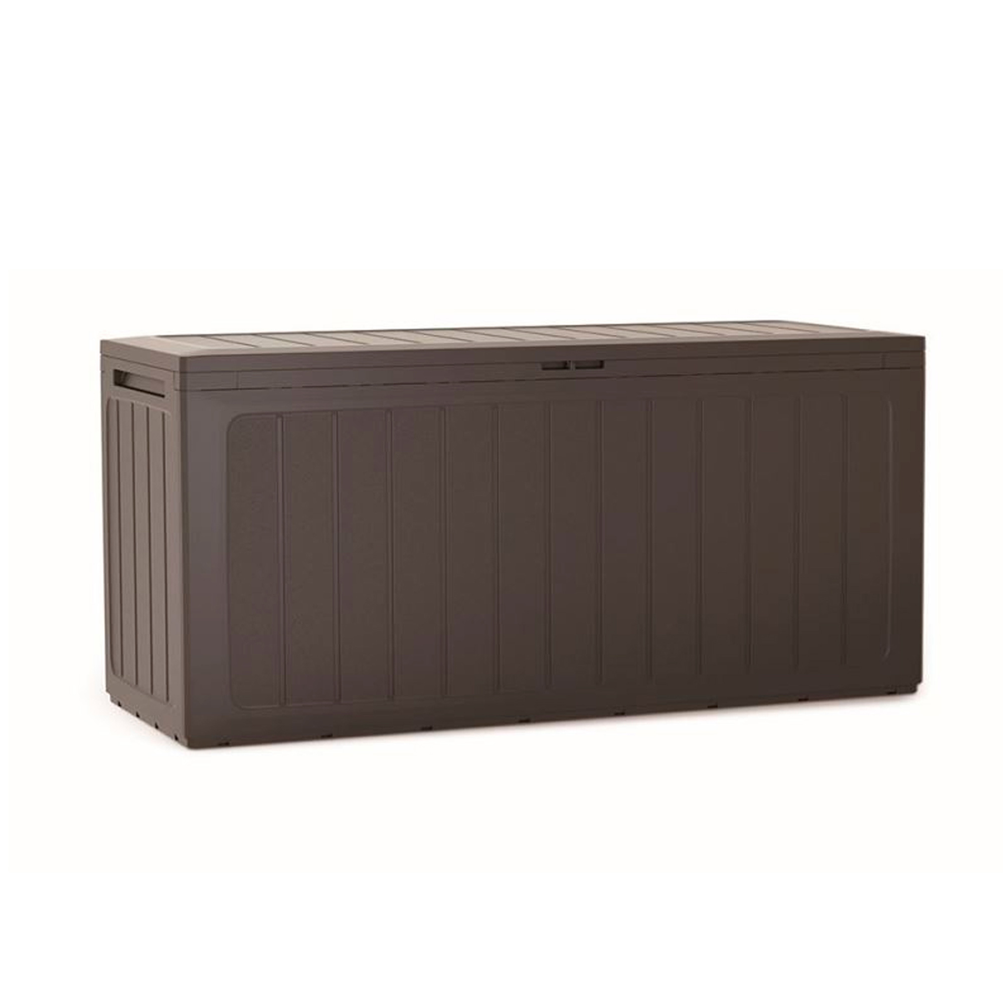 Baúl de jardín 280 litros PROSPERPLAST Boardebox de plastico en color ocre oscuro 116 x 43,3 x 55 cm