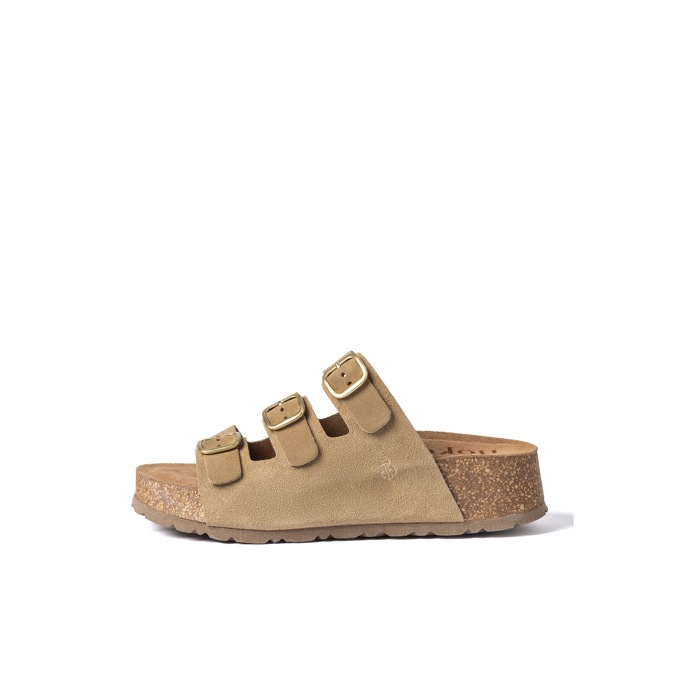 YOKONO Sandalia plataforma WIWI-263 MARRÓN CLARO | Zapatos mujer Primavera-Verano | Piel vacuna  Serraje | 4 CM