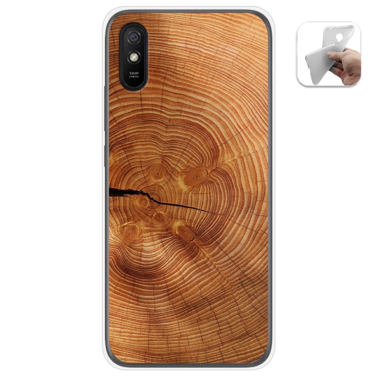 Tumundosmartphone Funda Gel Tpu para Xiaomi Redmi 9A / 9AT diseño Madera 04 Dibujos