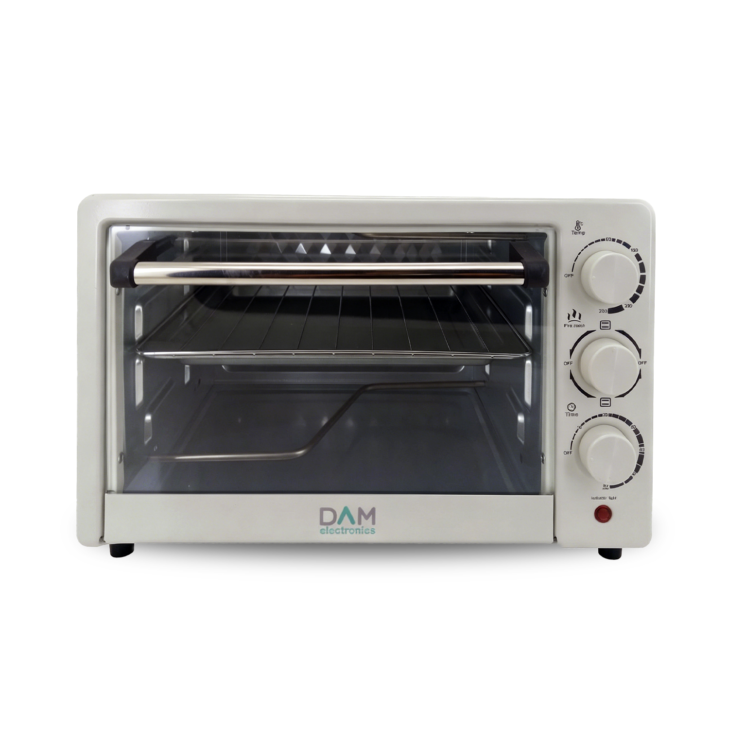 Horno eléctrico de sobremesa con 25 litros de capacidad. Panel de control mecánico y 1300 W de potencia.