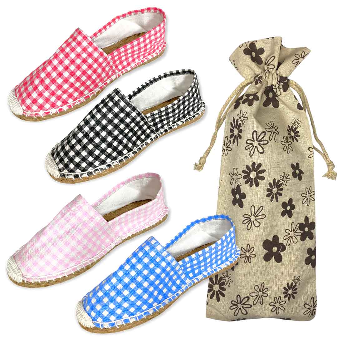 Alpargatas Esparto mujer para bodas Hechas a Mano 4 Colores (Regalo Bolsa de Tela flores) - (12/24/36/48 pares) Ideales para Regalo de Bodas o Eventos.  mundiBODA  Modelo 35003