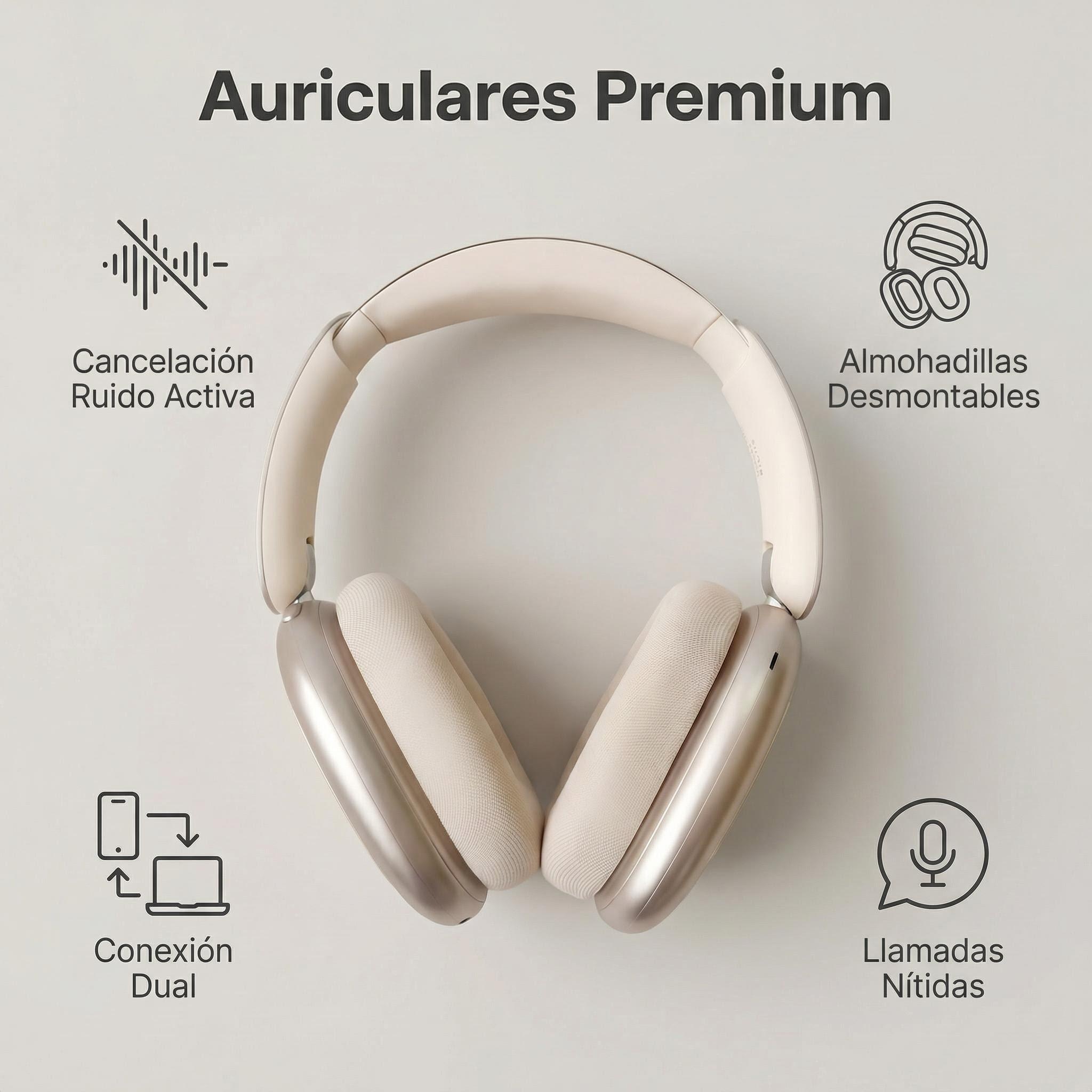 Auriculares Inalámbricos ANC de Bluetooth con Bass y 40 horas de Autonomía Cascos Diadema Deportivos con 3 Modos TEISCHE