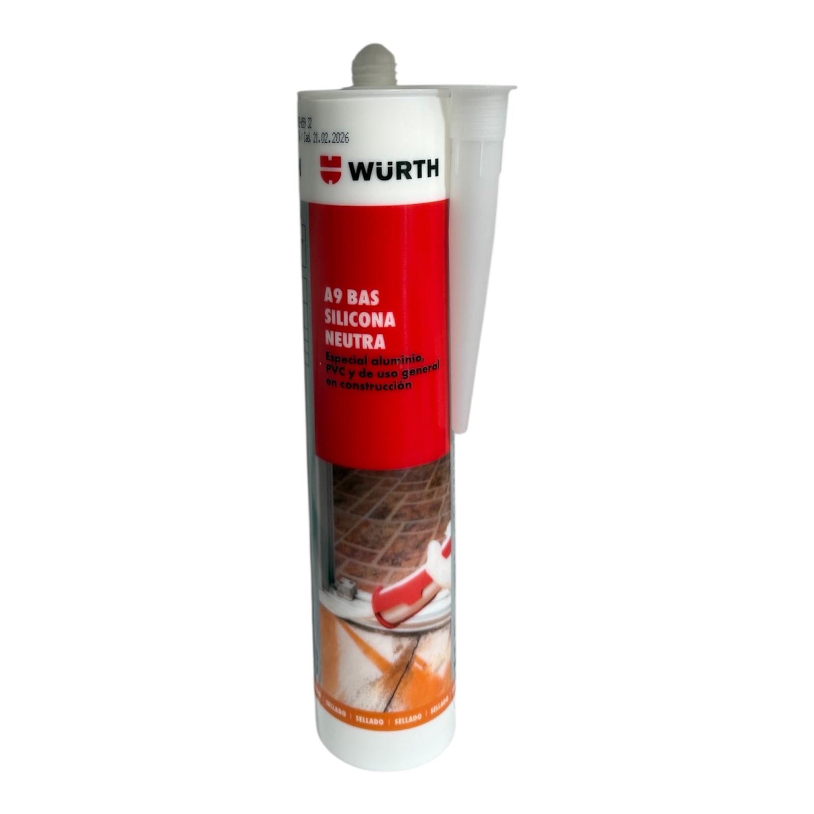 Silicona Blanca Neutra A9 BAS Würth – 310ml – Sellador Profesional para Aluminio_ PVC y Construcción General