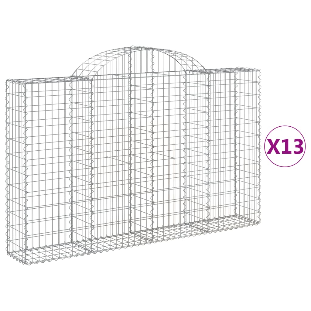 vidaXL Cestas de gaviones 13 uds forma de arco hierro Dimensiones 200 x 30 x 40/60 cm,  200 x 30 x 60/80 cm,  200 x 30 x 80/100 cm y mas