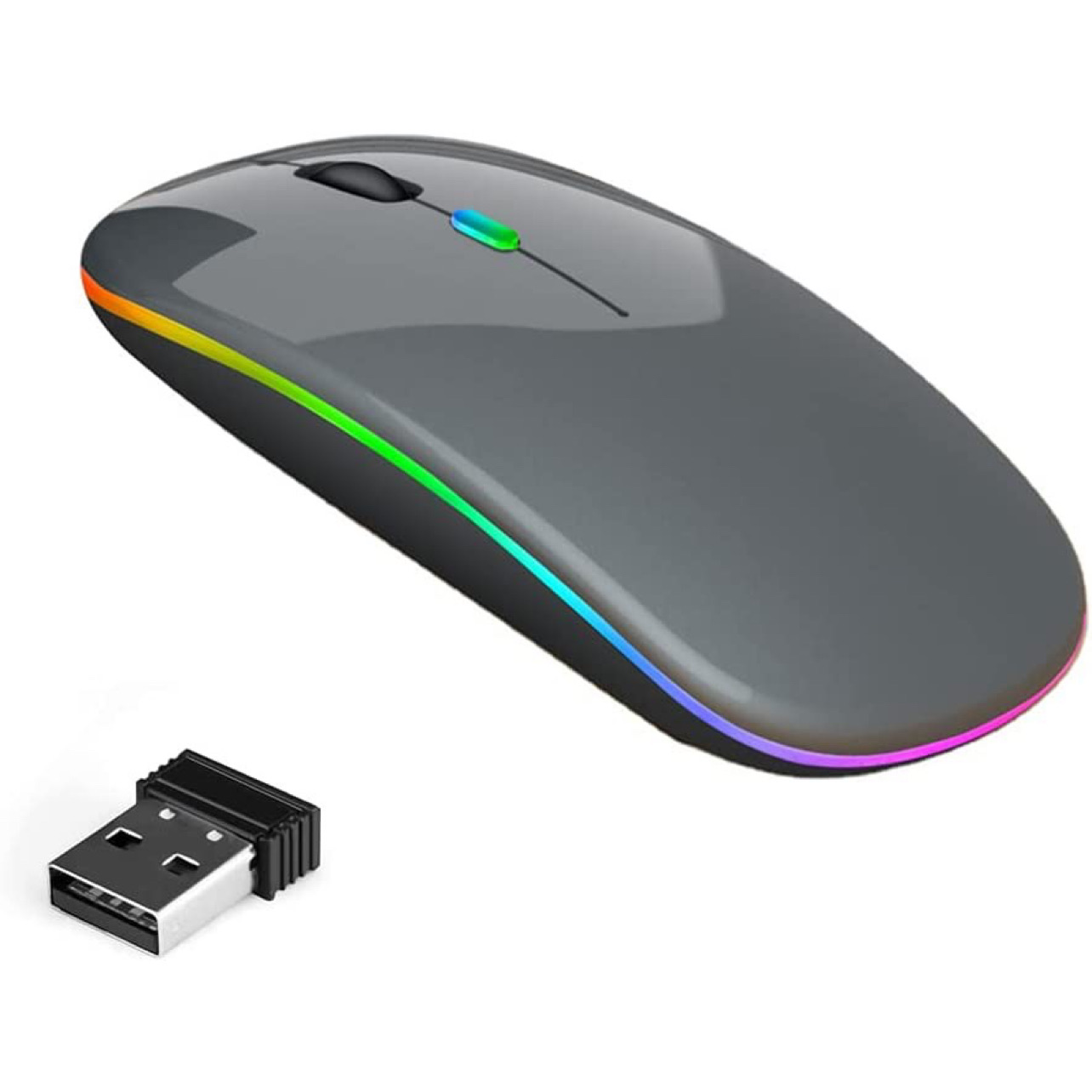 Raton Inalambrico con Bluetooth y 2.4Ghz con NANO USB, Recargable Ratón Inalámbrico compacta y fina para Android/ Windows, 3 dpi Ajustable Bluetooth 5.1, Compatible con Laptop/iPad/iPhone/Mac iOS/P (GRIS O BLANCO)
