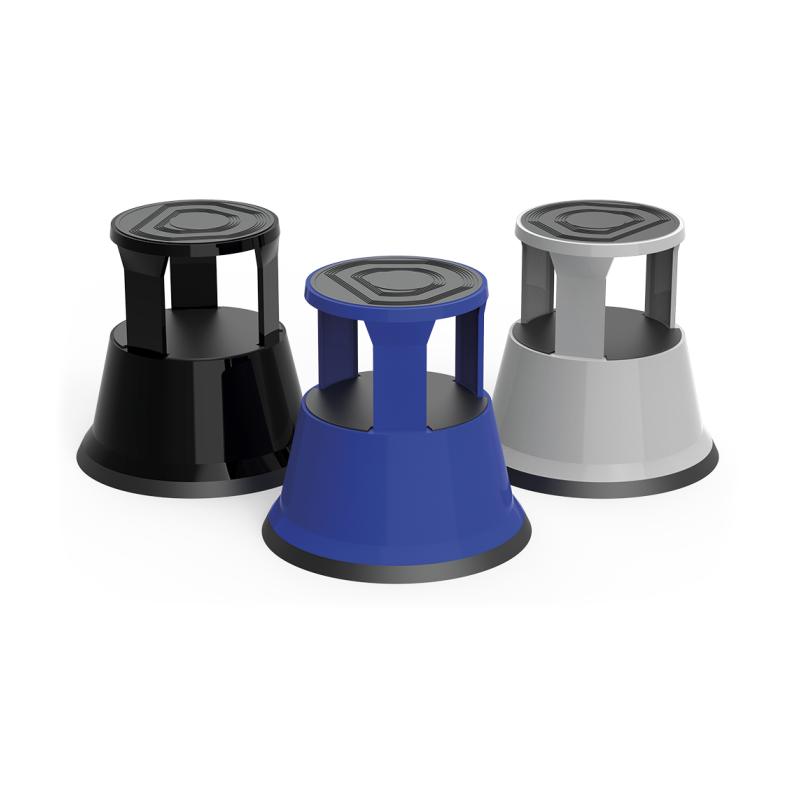 Taburete negro con ruedas ø430x430 mm.