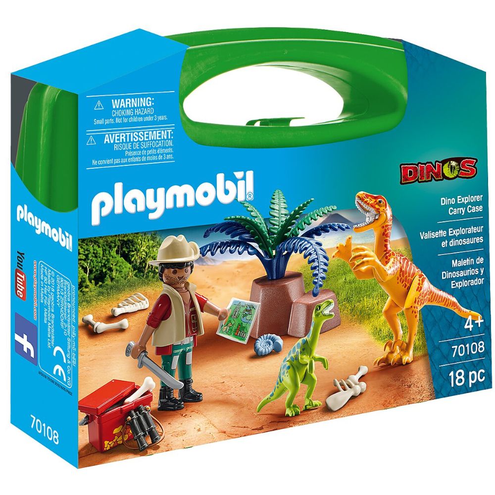 PLAYMOBIL DINOS - MALETÍN GRANDE DINOSAURIOS Y EXPLORADOR, 70108, TIENDA CON LICENCIA OFICIAL