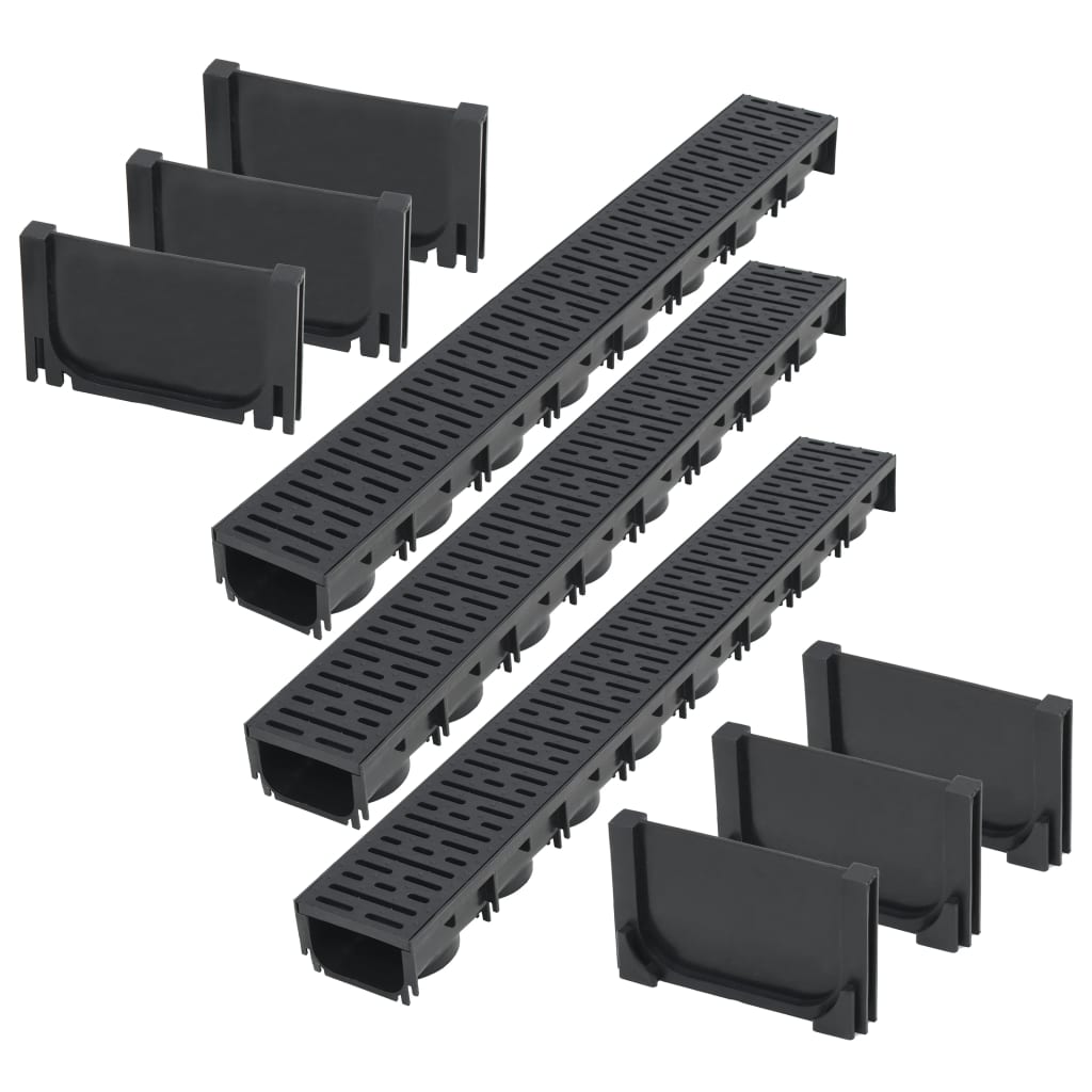 vidaXL Canal de Drenaje Plástico Acanalamiento Desagüe Tuberia Resumidero Dimensiones 1 m,  2 m,  3 m (3 unidades) y mas