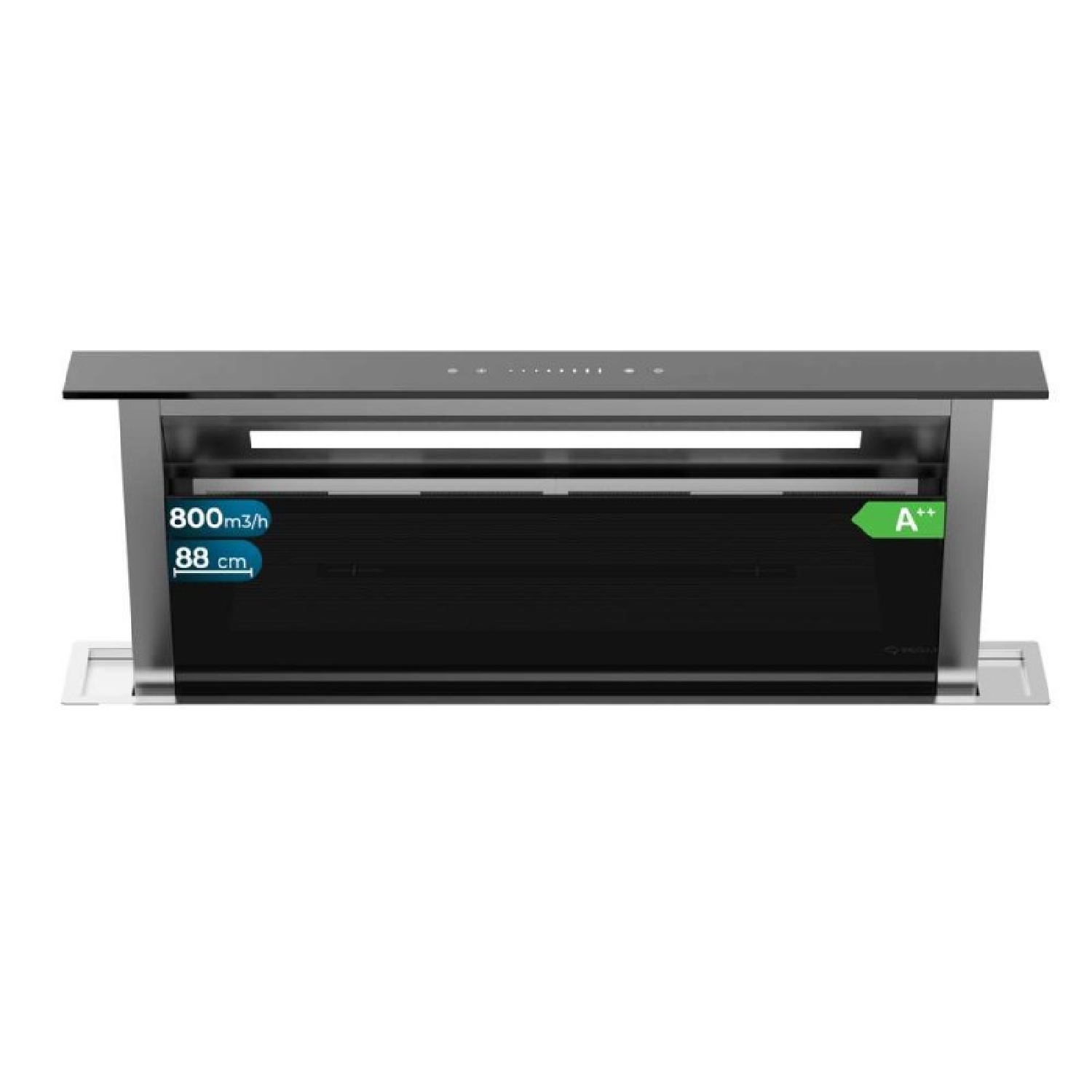 Cecotec Campana Extractora de Encimera 90m Bolero Flux ET 908000 Glass Black A++. 210W, Succión 800m3/h, 8 Velocidades