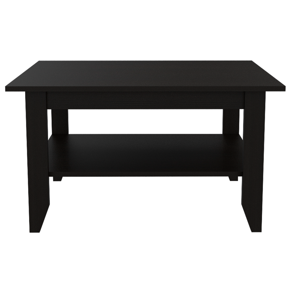 TUHOME Mesa de Centro Esencial, con estante, Negro Madera manufacturada Salón-Mesas
