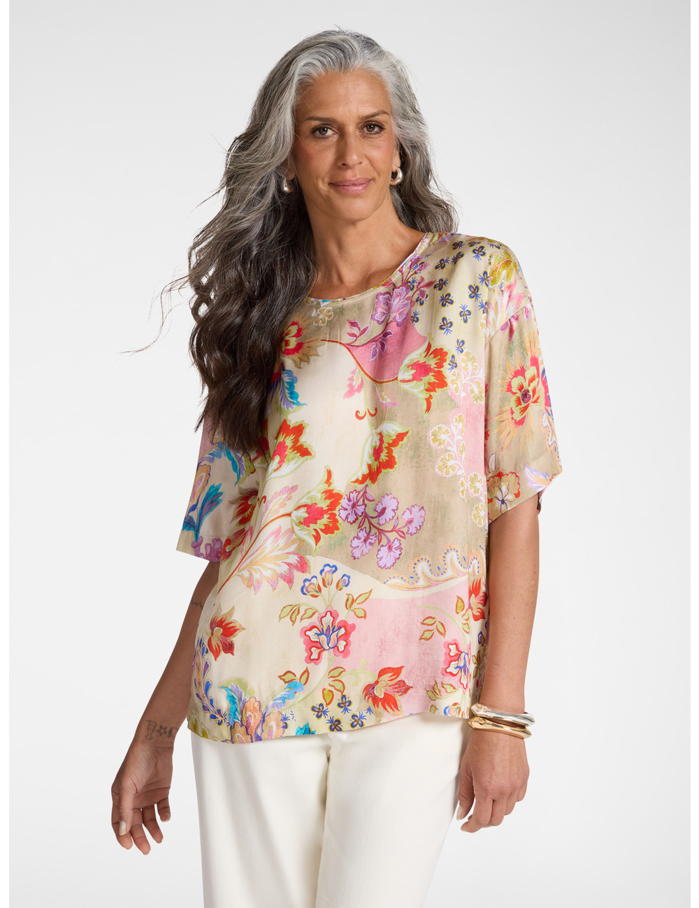 Elena Mirò - Blusa estampada en sarga de viscosa