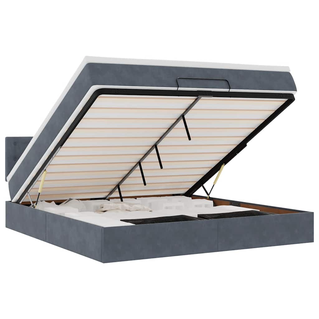 vidaXL Estructura cama otomana con colchón gris oscuro 160x200 cm