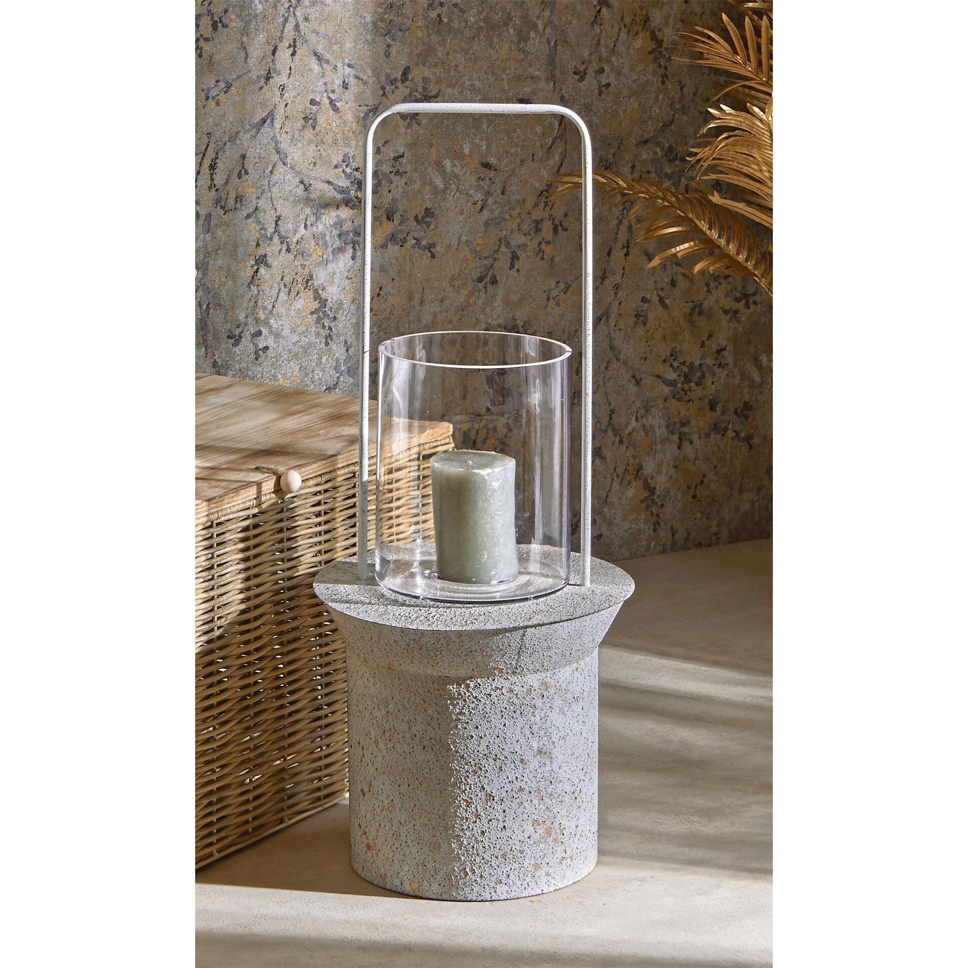 Farol metal c/asa blanco jaspeado oro 83 cms. 36dx83 cms. El mejor complemento para tu hogar.
