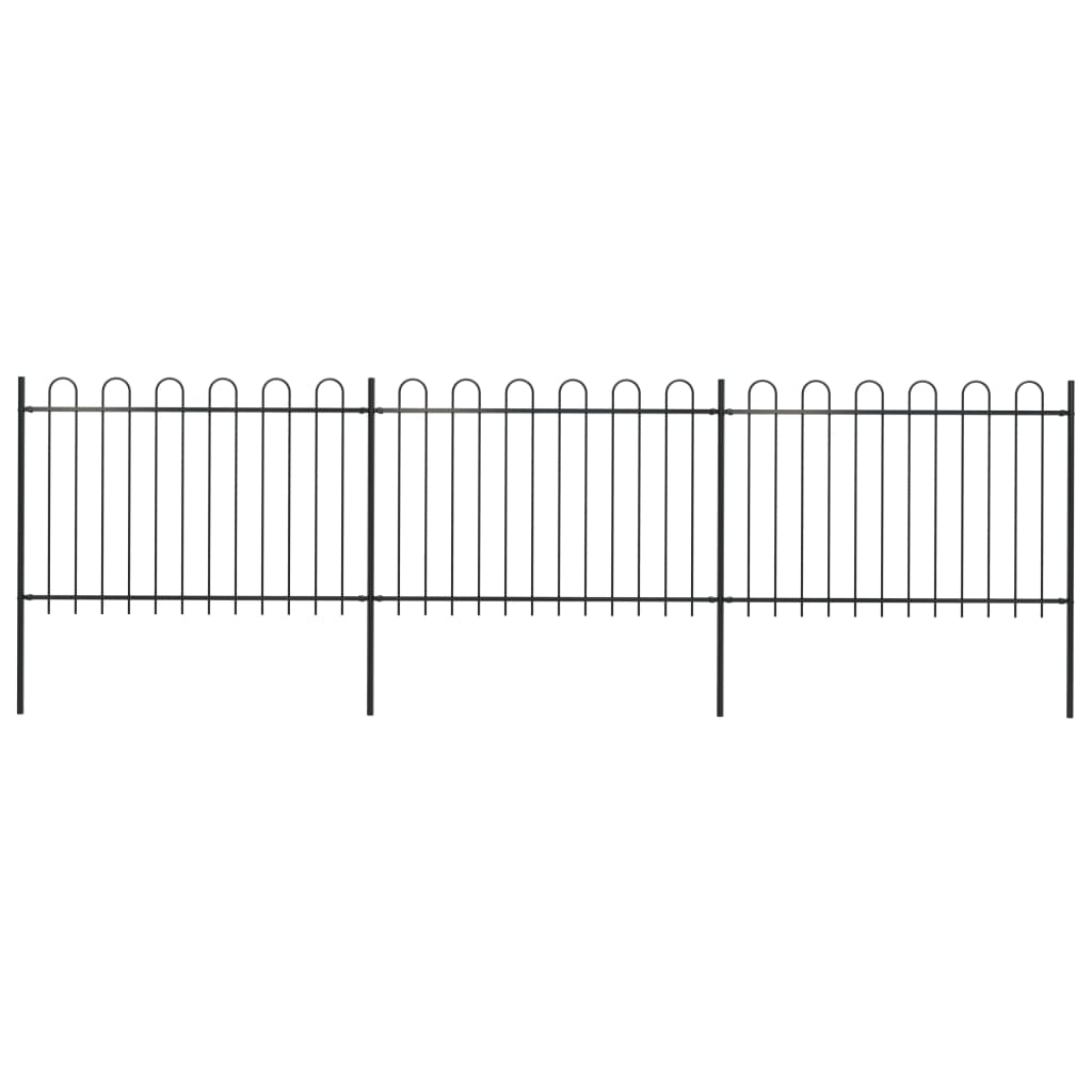 Vidaxl Valla de Jardín con Puntas de Aro Acero Negro 1.2m Altura
