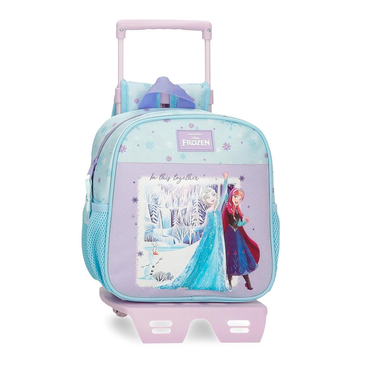 Mochila escolar con carro Frozen In This Together 23x25x10cm Lila