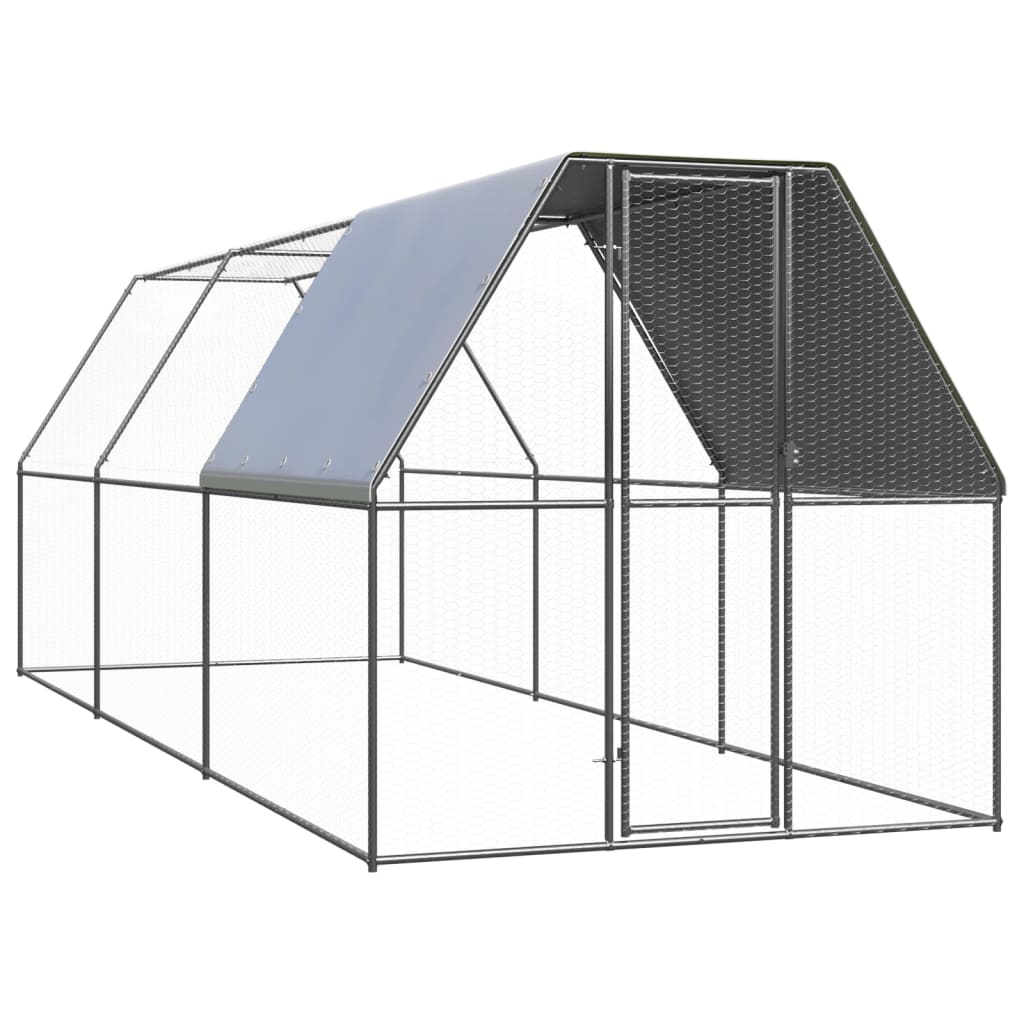 vidaXL Jaula Gallinero de Exterior de Acero Galvanizado Casa de Gallinas Pollo Dimensiones 2 x 2 x 2 m,  3 x 2 x 2 m,  2 x 4 x 2 m y mas