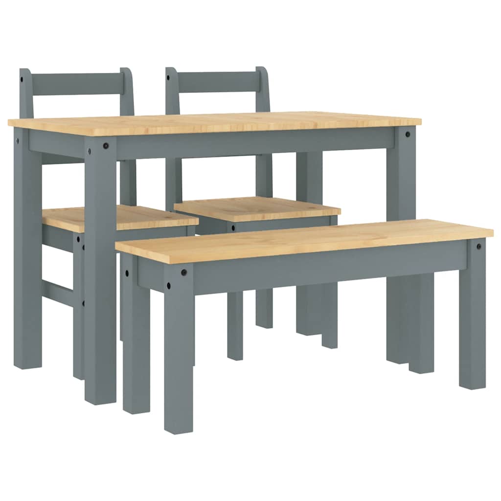 vidaXL Juego de comedor Panama 4 pzas madera maciza de pino gris