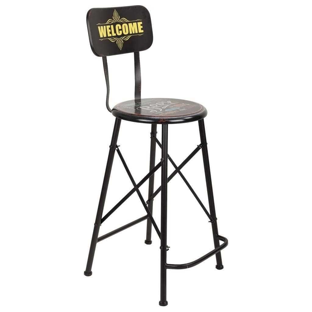 WANDERLUST DECO Taburete alto de metal negro 46x40x100h cn de estilo Industrial